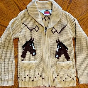 Equestrian Style Cardigan Swacket Knitted Youth Large Caramel Tan